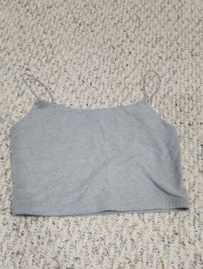 wild fable Gray Ribbed Spaghetti Strap Crop Cami